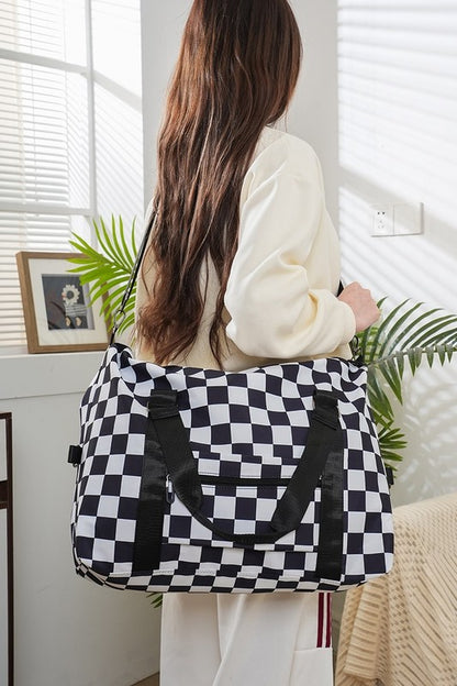 Zenana Checkered Multi-Pocket Travel Bag Black One Size Apparel Apparel Ship from USA TikTok Trendsi Zenana Trendsi https://www.cyberehub.com