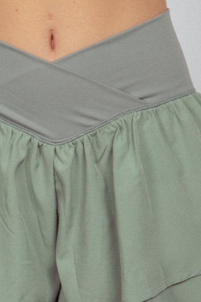 VERY J V-Shaped High Waist Layered Active Shorts Bottoms Bottoms Clothing Pants Ship from USA VERY J Women Trendsi https://www.cyberehub.com