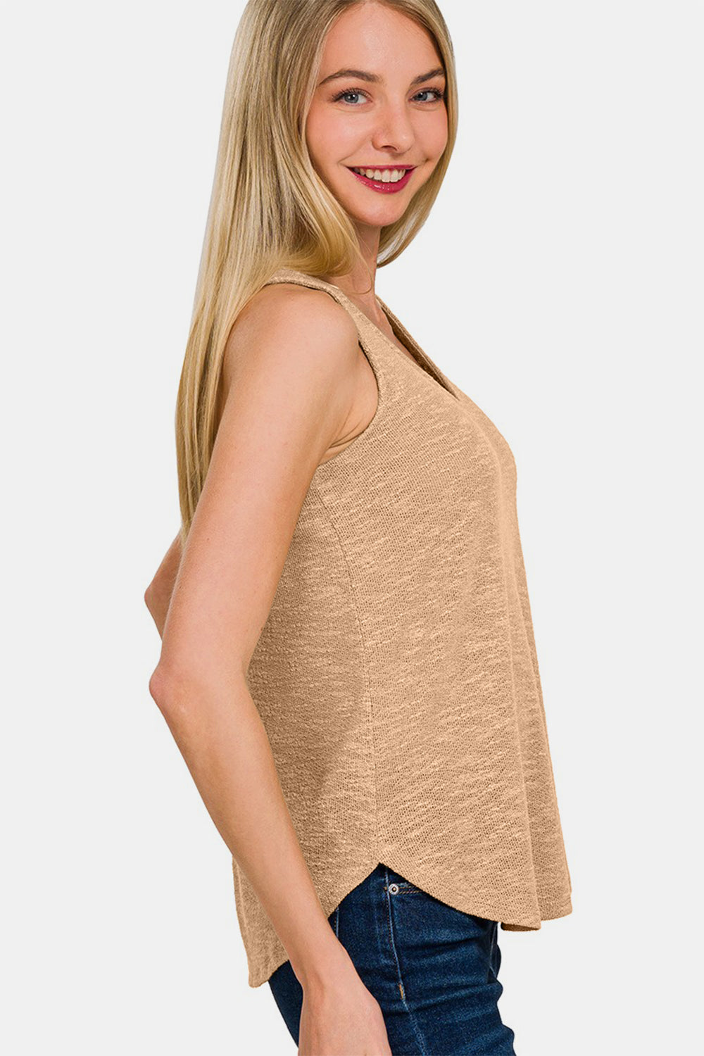Zenana V-Neck Curved Hem Tank Apparel/Tops Ship from USA TikTok Tops Trendsi USPS Walmart Walmart Apparel Zenana Trendsi https://www.cyberehub.com