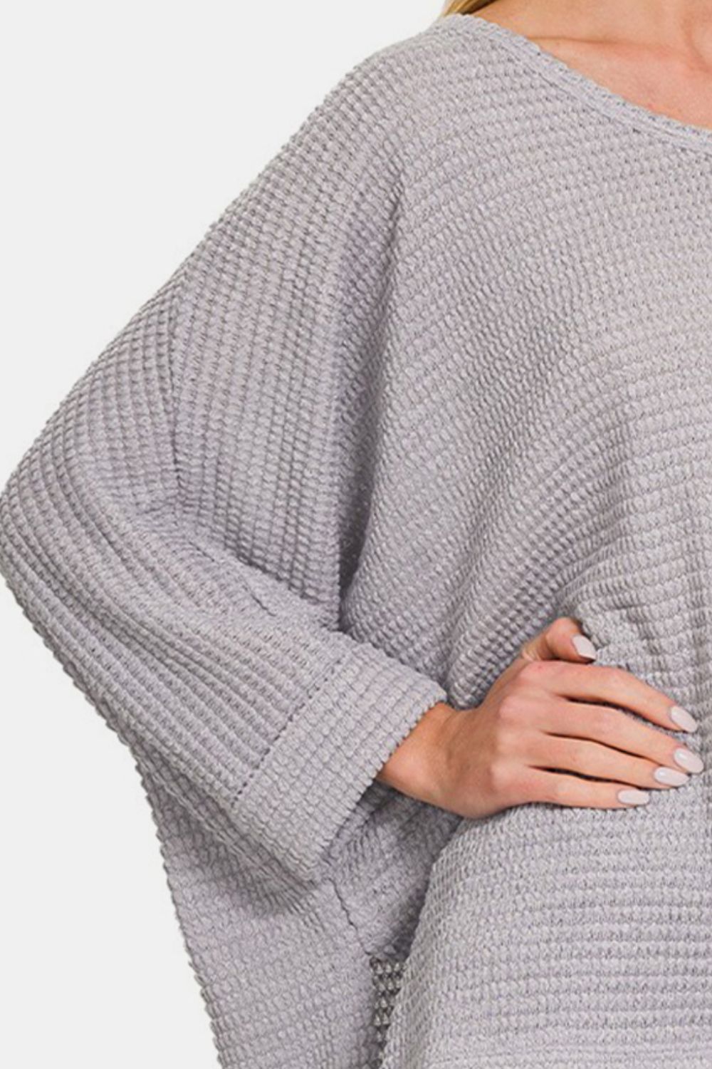 Zenana Waffle Knit V-Neck Long Sleeve Slit Top Tops/Jackets/Sweaters Clothing Tops Ship from USA TikTok Trendsi USPS Walmart Zenana Trendsi https://www.cyberehub.com