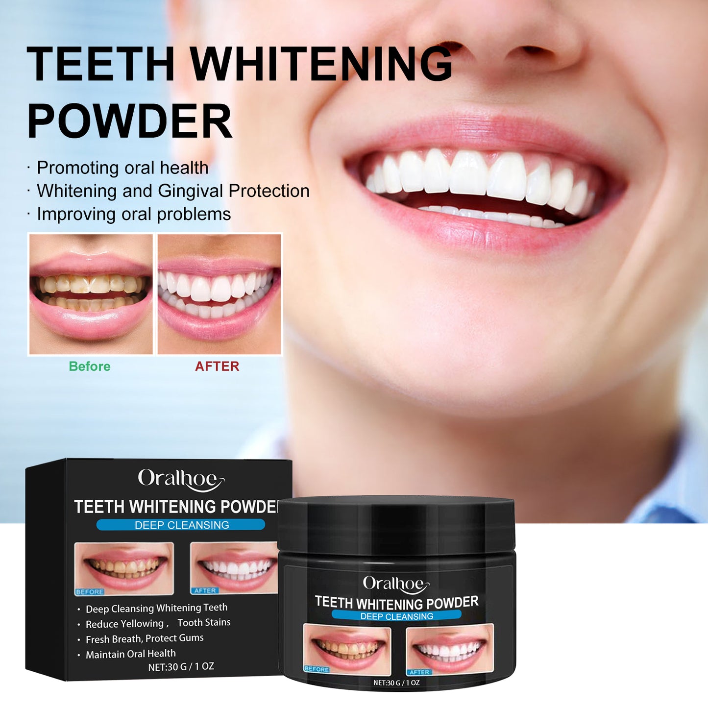 Teeth Whitening Powder, Teeth whitening beauty teeth cleaning tartar teeth yellow smoke teeth care for the mouth Health & Beauty Health Eprolo https://www.cyberehub.com