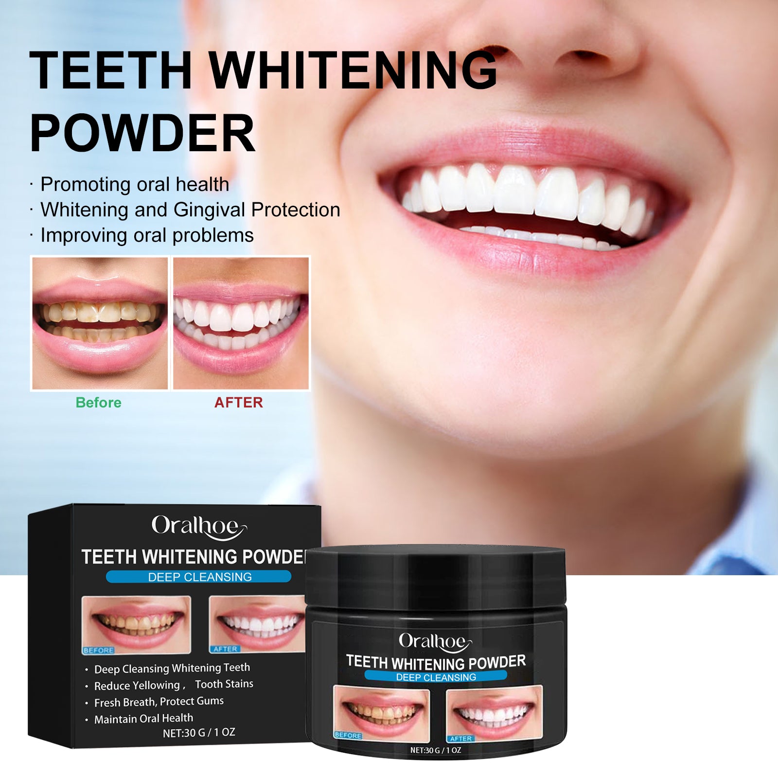Teeth Whitening Powder, Teeth whitening beauty teeth cleaning tartar teeth yellow smoke teeth care for the mouth Health & Beauty Health Eprolo https://www.cyberehub.com