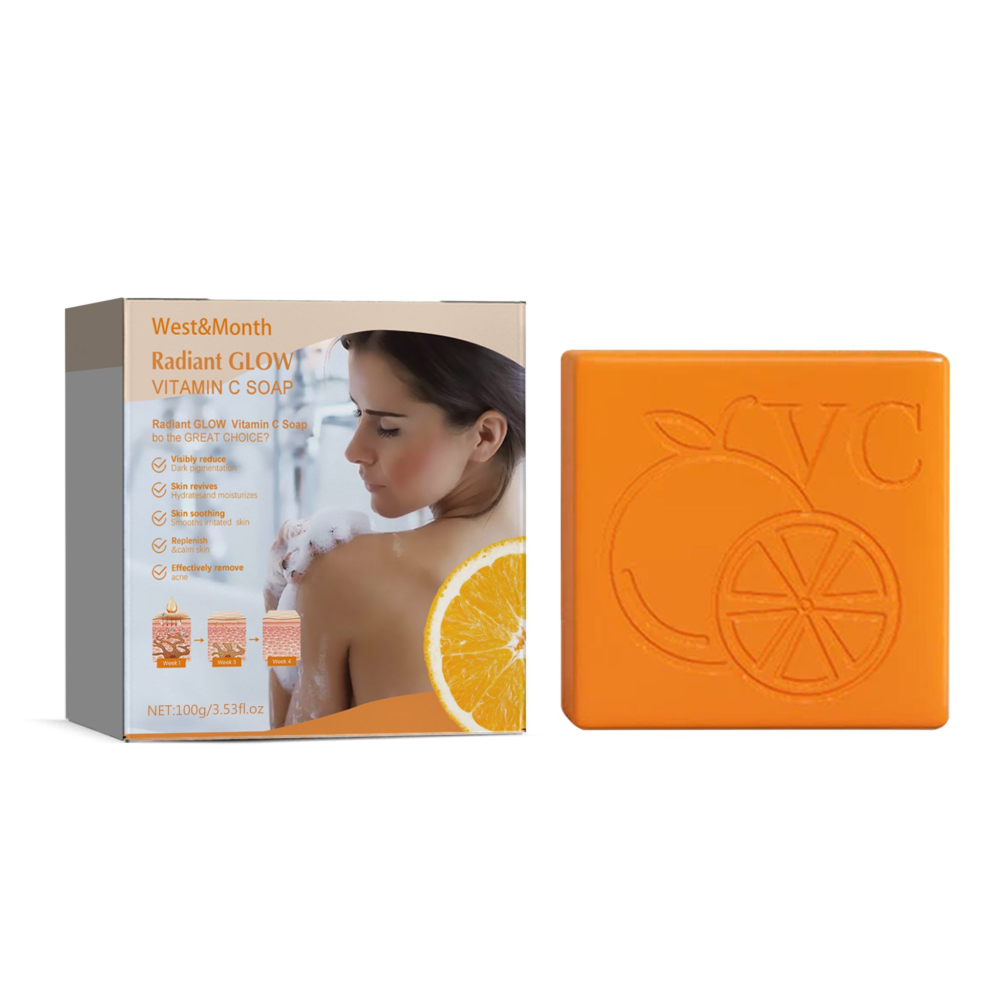 Radiant Glow Vitamin C Soap, Brightening Moisturizing Bath Cleansing Soap default title Health Eprolo https://www.cyberehub.com