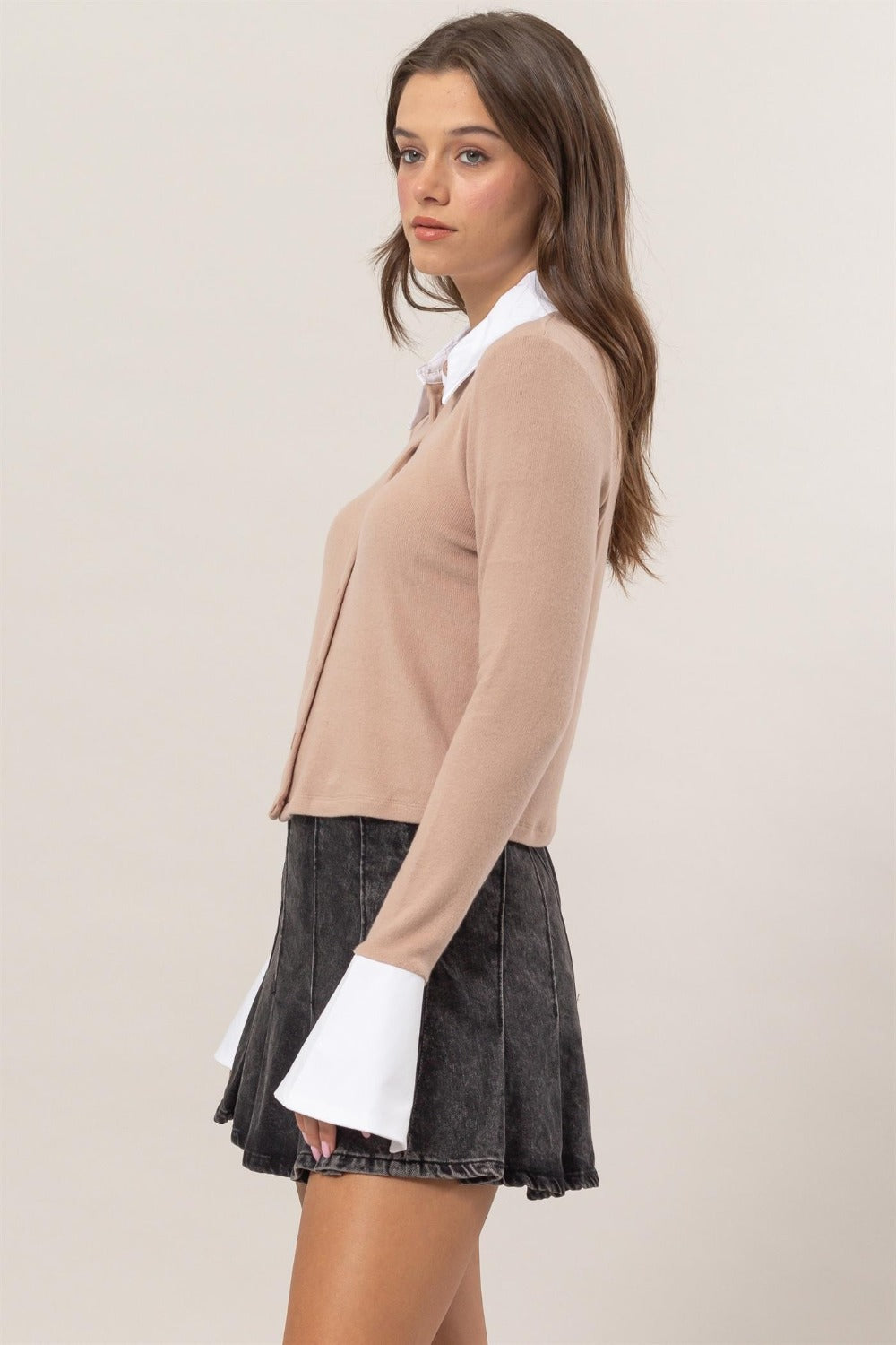 HYFVE Collared Contrast Button Down Crop Knit Cardigan Tops/Jackets/Sweaters Clothing Tops HYFVE Ship from USA TikTok Trendsi USPS Walmart Trendsi https://www.cyberehub.com