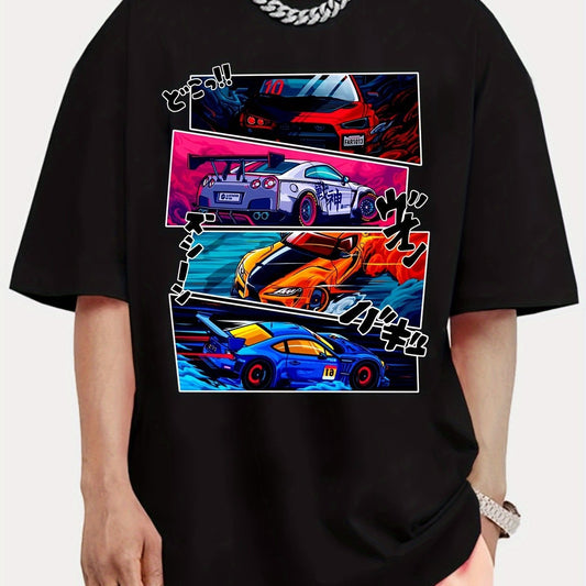 Men's Street Style Short Sleeved Round Neck T-shirt With Summer Outdoor Sports Car Pattern Print Apparel/Shirt/Graphic Shirt SNULLO https://www.cyberehub.com