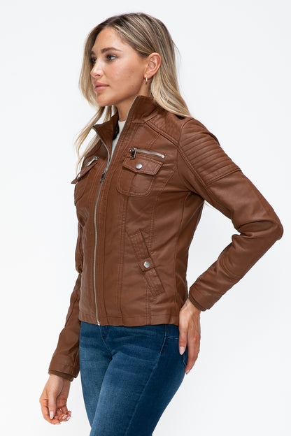 YMI Removable Faux Layered Multi-Pocket Jacket with Fuzzy Hood Apparel Featured Ship from USA Tiktok Trendsi USA USPS Walmart YMI outerwear Trendsi https://www.cyberehub.com