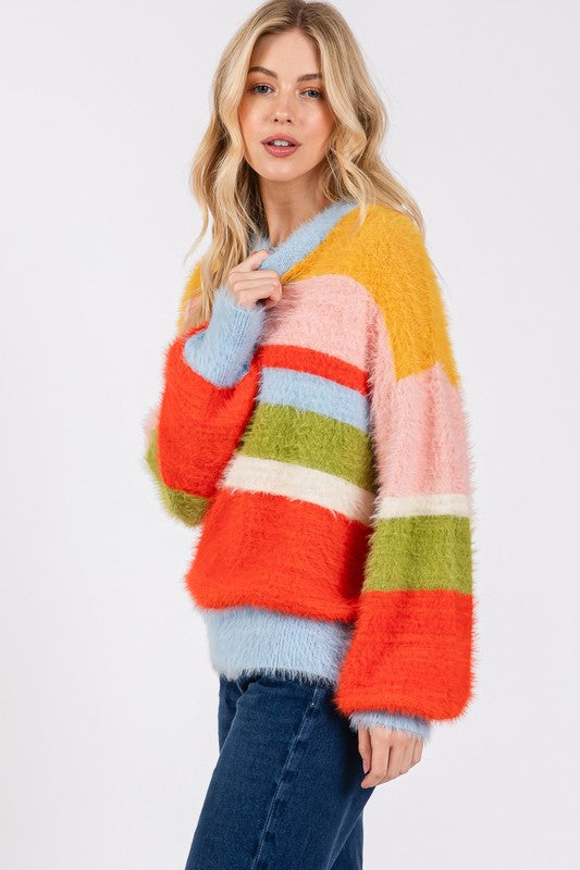 SAGE + FIG Color Block Round Neck Dropped Shoulder Sweater Apparel Apparel SAGE+FIG Ship from USA TikTok Trendsi Trendsi https://www.cyberehub.com