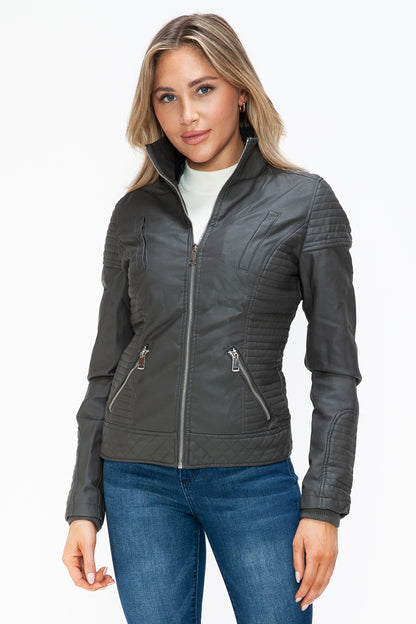 YMI Faux Layered Double-Zipper Jacket with Fuzzy Hood Tops/Jackets/Sweaters Clothing Tops Ship from USA TikTok Trendsi USPS Walmart YMI outerwear Trendsi https://www.cyberehub.com