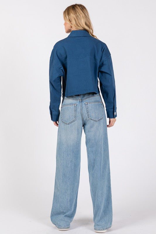 bytos Button Down Cropped Denim Jacket with Patch Pockets Apparel Apparel bytos Ship from USA TikTok Trendsi Trendsi https://www.cyberehub.com