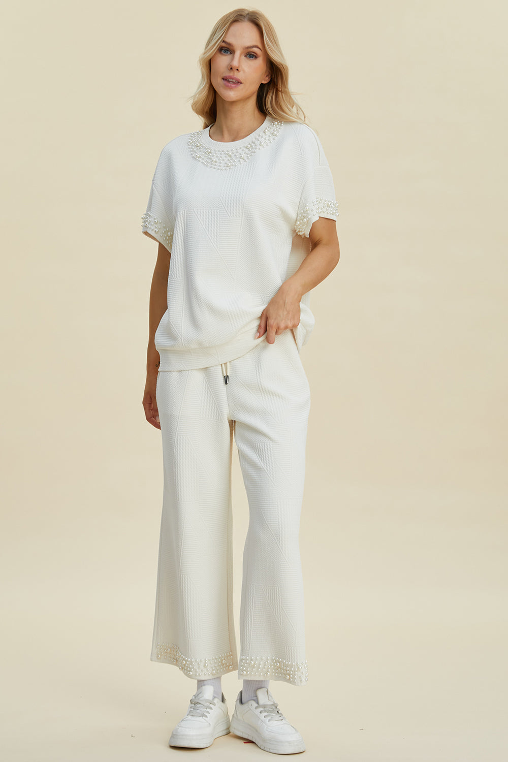 Double Take Full Size Pearl Detail Round Neck Top and Pants Set Tops/Jackets/Sweaters Clothing Tops Double Take Ship from USA TikTok Trendsi USPS Walmart Trendsi https://www.cyberehub.com