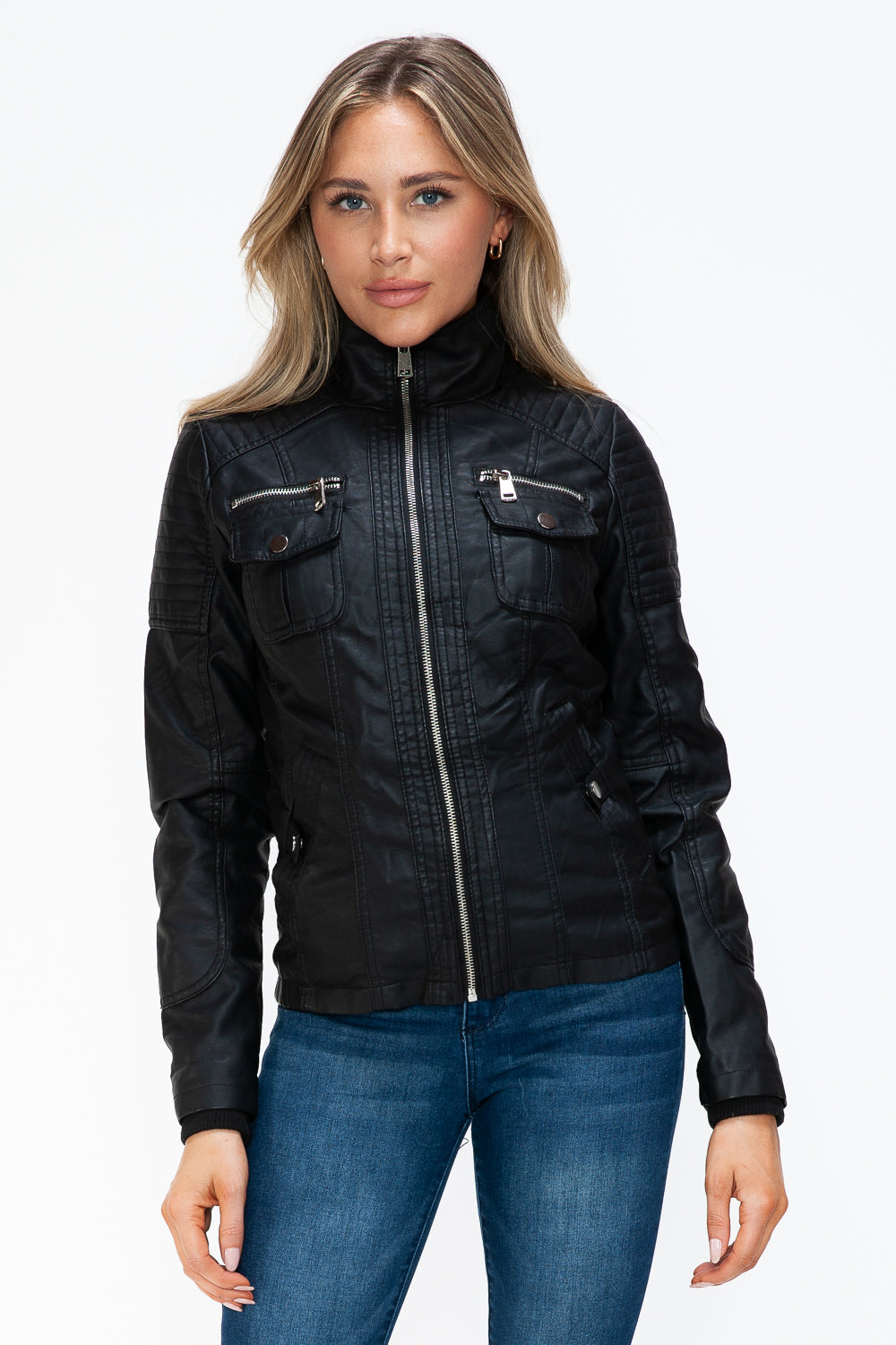 YMI Removable Faux Layered Multi-Pocket Jacket with Fuzzy Hood Apparel Featured Ship from USA Tiktok Trendsi USA USPS Walmart YMI outerwear Trendsi https://www.cyberehub.com