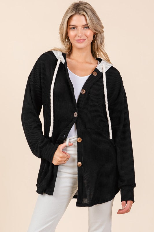 BOMBOM Textured Button Down Drawstring Hooded Shacket Apparel Apparel BOMBOM Ship from USA TikTok Trendsi Trendsi https://www.cyberehub.com