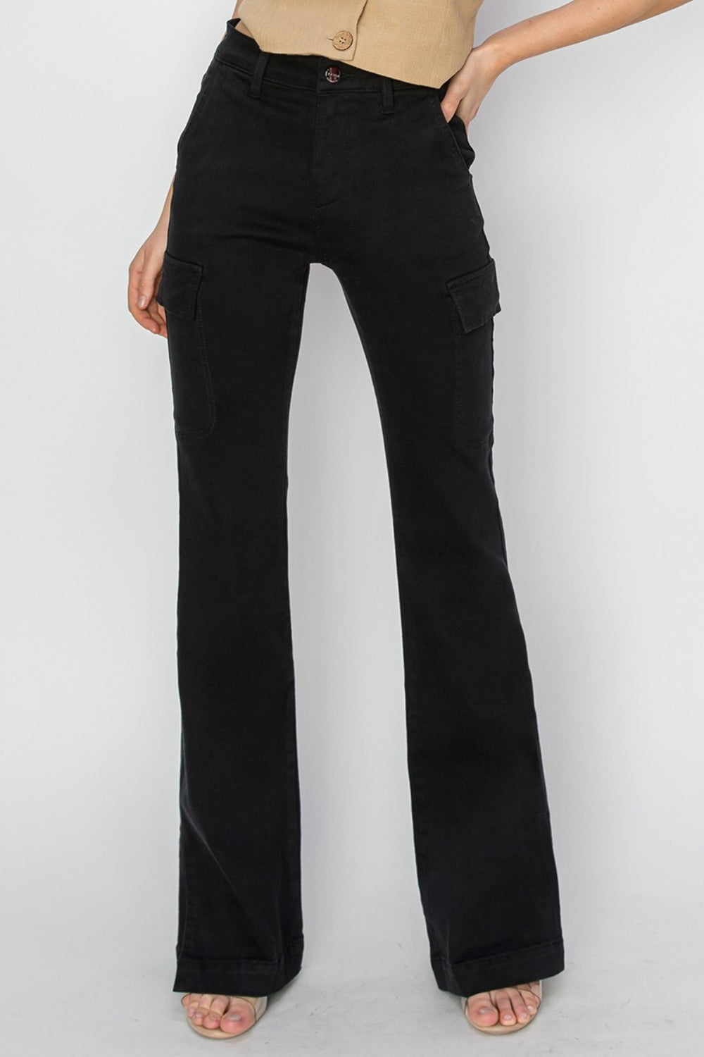 RISEN Full Size High Rise Side Slit Cargo Bootcut Jeans Bottoms Bottoms Clothing RISEN Ship from USA Women Trendsi https://www.cyberehub.com
