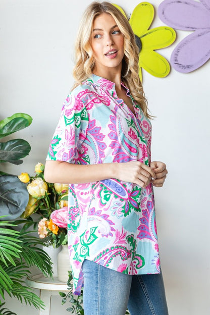 Heimish Full Size Paisley Print Short Sleeve Top Apparel/Tops Heimish Ship from USA TikTok Tops Trendsi USPS Walmart Walmart Apparel Trendsi https://www.cyberehub.com