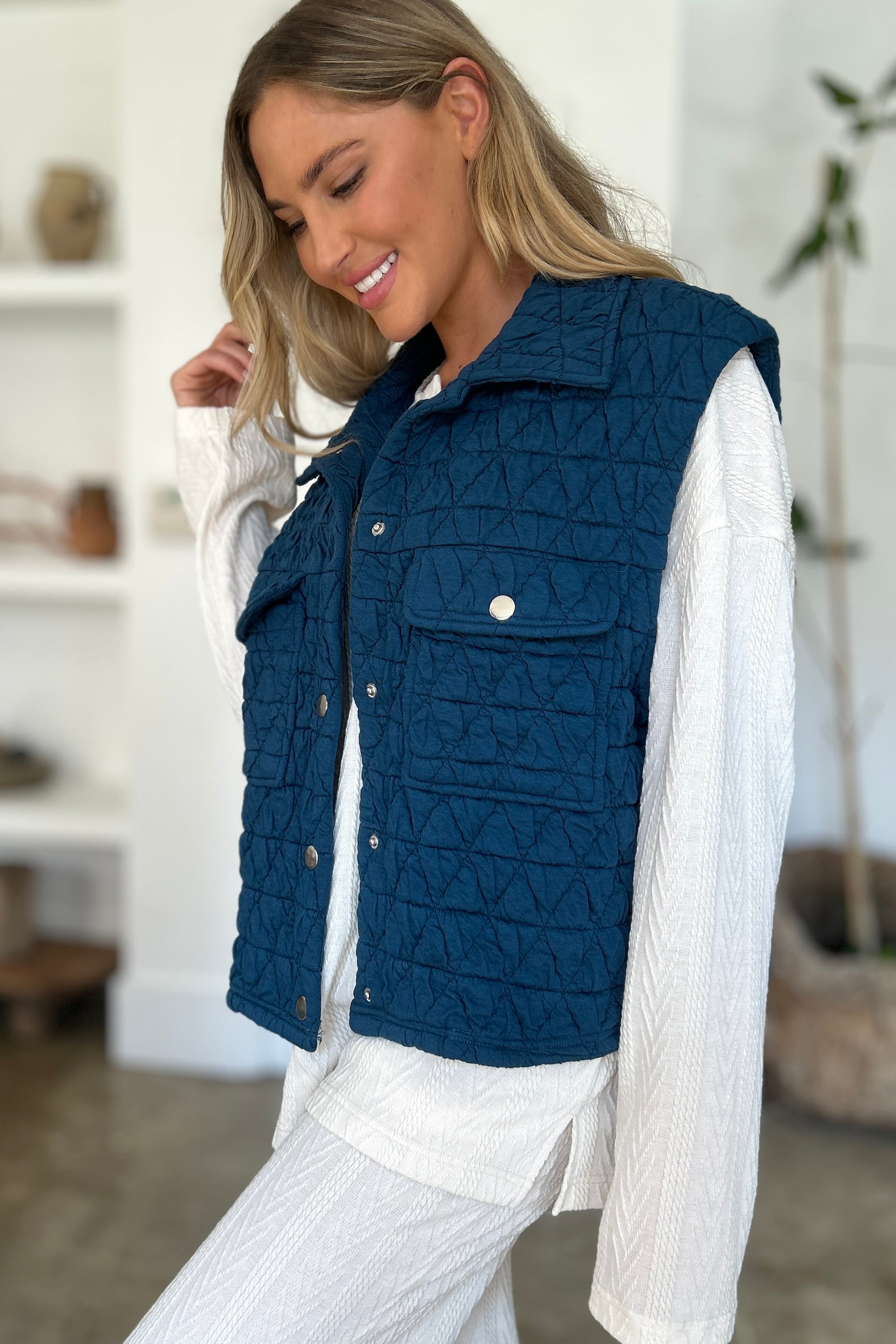Double Take Full Size Pocketed Texture Snap Down Vest Coat Shirt Apparel Clothing Tops Double Take Ship from USA Shirts USA Women Trendsi https://www.cyberehub.com