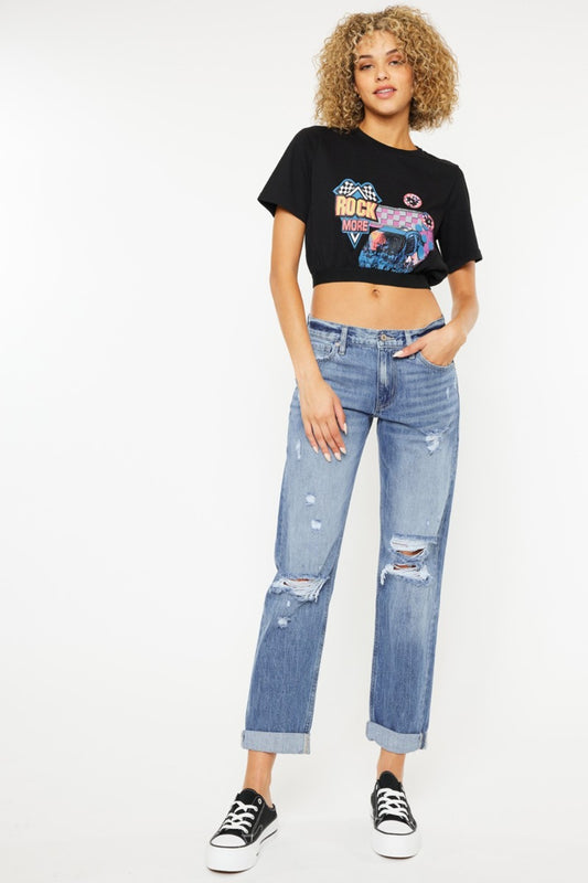 Kancan Mid Rise Distressed Straight Jeans Light Bottoms Bottoms Clothing Kancan Ship from USA Women Trendsi https://www.cyberehub.com