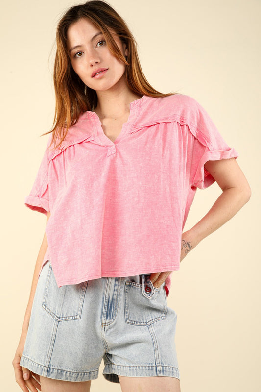 VERY J Nochted Short Sleeve Washed T-Shirt Pink Tops/Jackets/Sweaters Clothing Tops Ship from USA TikTok Trendsi USPS VERY J Walmart Trendsi https://www.cyberehub.com