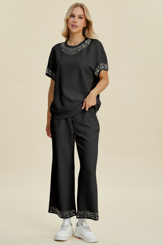 Double Take Full Size Pearl Detail Round Neck Top and Pants Set Black Tops/Jackets/Sweaters Clothing Tops Double Take Ship from USA TikTok Trendsi USPS Walmart Trendsi https://www.cyberehub.com