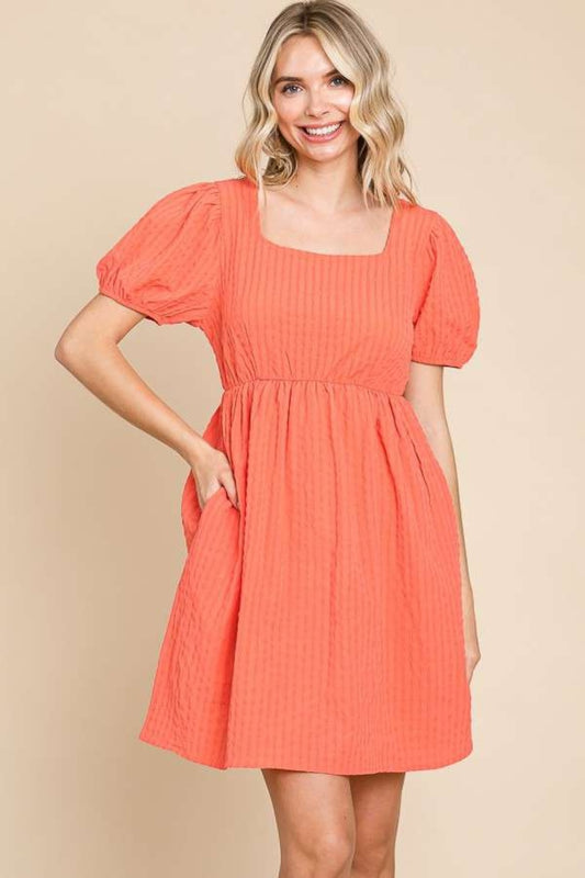 Culture Code Textured Square Neck Short Sleeve Dress Sugar Coral Apparel/Dress Culture Code Dress Ship from USA TikTok Trendsi USPS Walmart Walmart Apparel Trendsi https://www.cyberehub.com