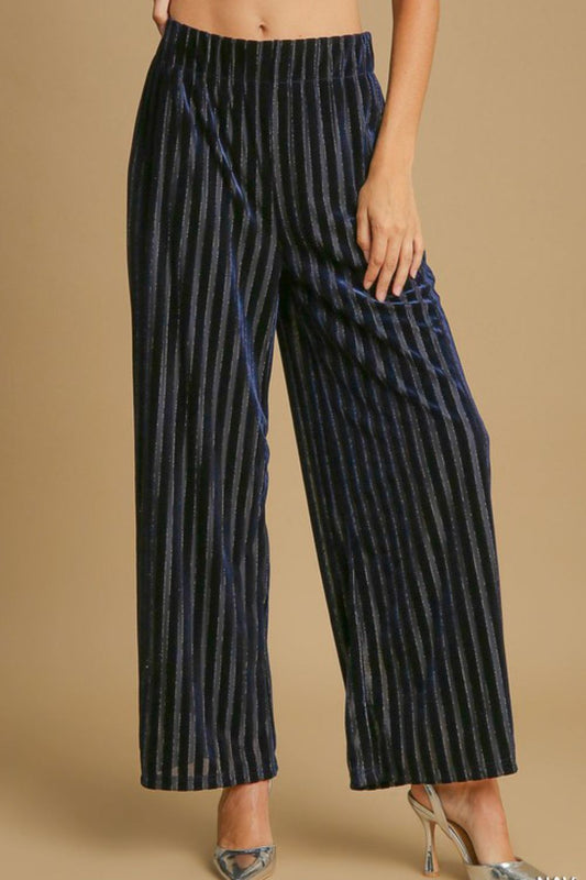 Umgee Full Size Elastic Waist Striped Wide Leg Velvet Pants Navy Apparel Apparel Ship from USA TikTok Trendsi Umgee USA Trendsi https://www.cyberehub.com