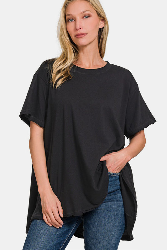 Zenana Round Neck Short Sleeve T-Shirt Black Apparel/Tops Memorial Day Sale Ship from USA TikTok Tops Trendsi USPS Walmart Walmart Apparel Zenana Trendsi https://www.cyberehub.com