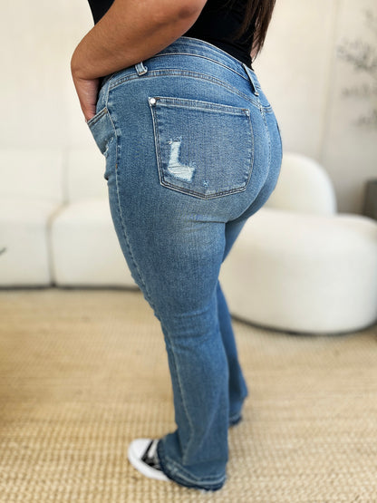 Judy Blue Full Size Mid Rise Destroyed Hem Distressed Jeans Bottoms Bottoms Clothing Judy Blue Ship from USA Women Trendsi https://www.cyberehub.com