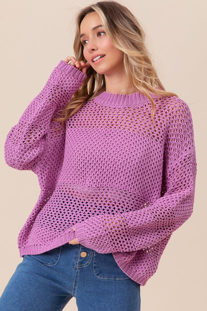 BiBi Openwork Long Sleeve Knit Top Shirt Apparel BiBi Clothing Tops Ship from USA Shirts USA Women Trendsi https://www.cyberehub.com