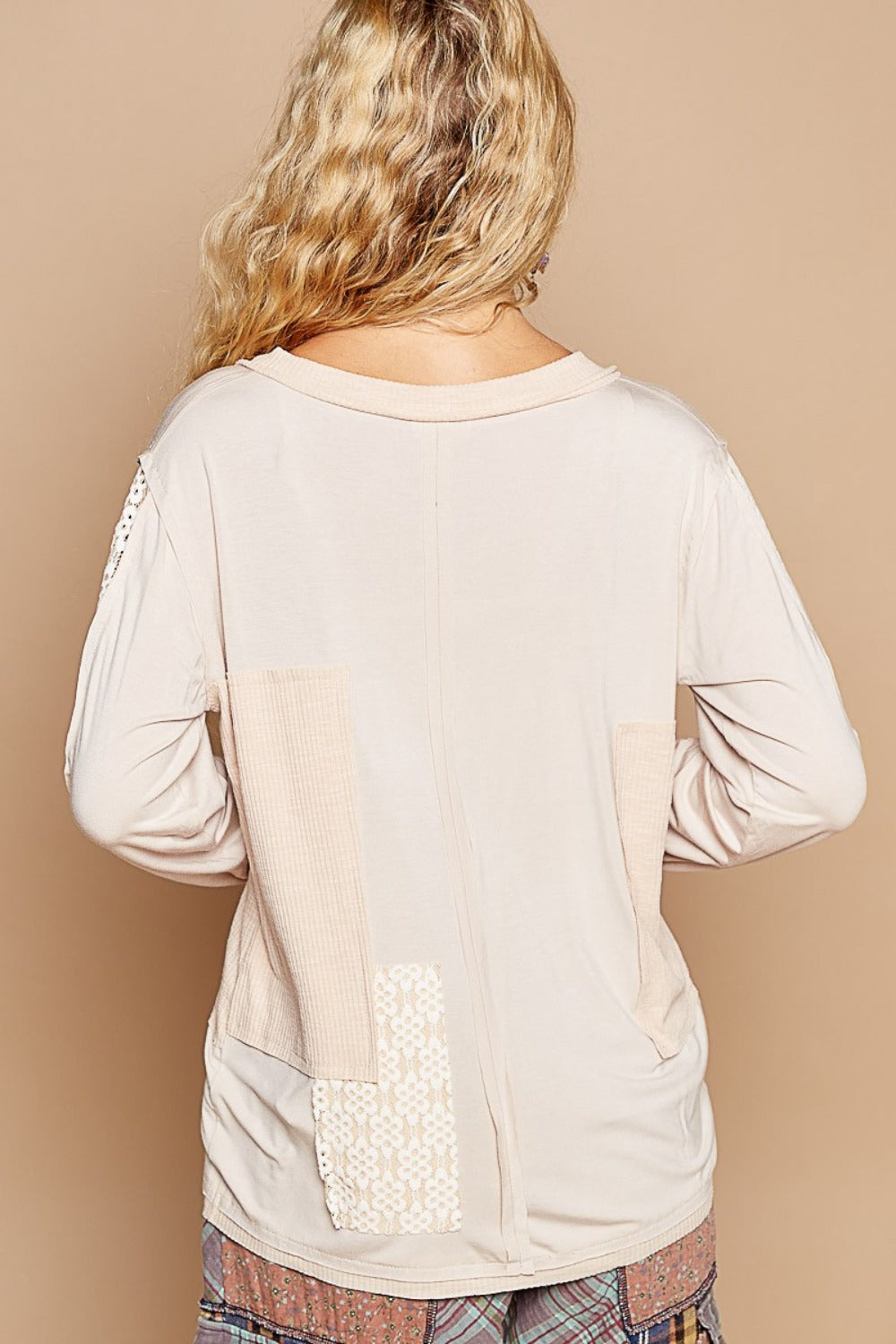 POL V-Neck Long Sleeve Floral Contrast Top Tops/Jackets/Sweaters Clothing Tops POL Ship from USA TikTok Trendsi USPS Walmart Trendsi https://www.cyberehub.com