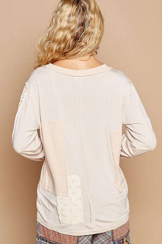 POL V-Neck Long Sleeve Floral Contrast Top Tops/Jackets/Sweaters Clothing Tops POL Ship from USA TikTok Trendsi USPS Walmart Trendsi https://www.cyberehub.com