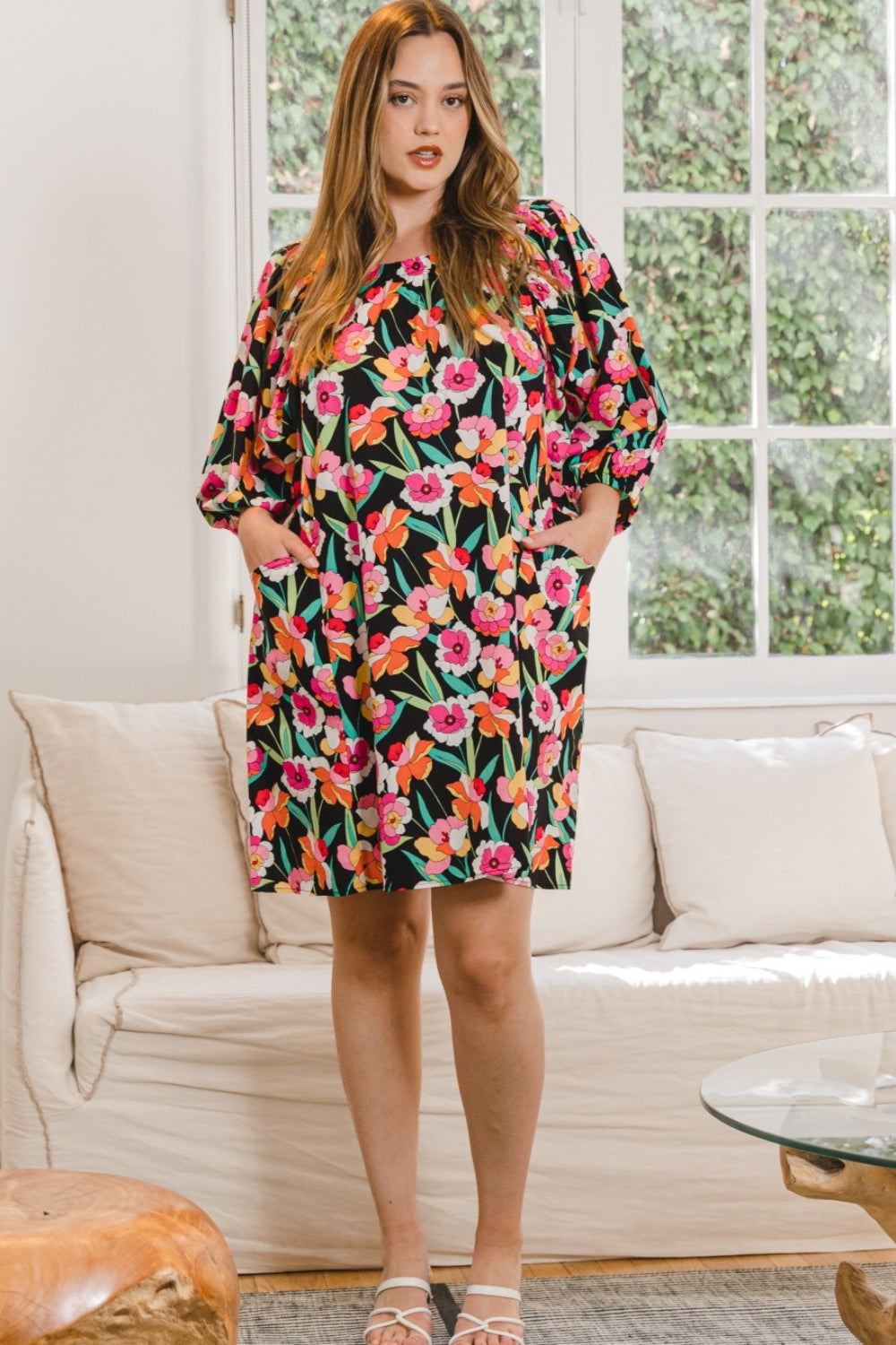 ODDI Full Size Floral Puff Sleeve Mini Dress Apparel/Dress Dress ODDI Ship from USA TikTok Trendsi USPS Walmart Walmart Apparel Trendsi https://www.cyberehub.com