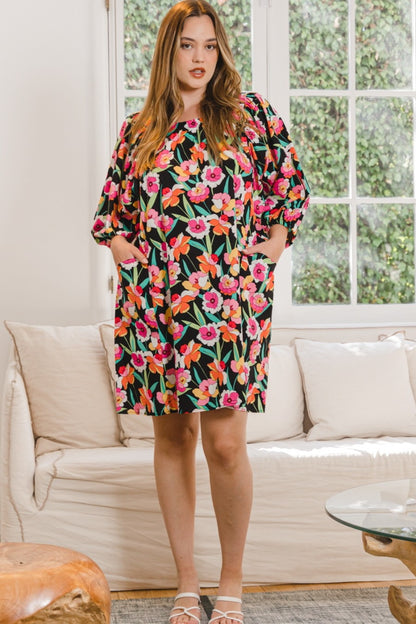 ODDI Full Size Floral Puff Sleeve Mini Dress Apparel/Dress Dress ODDI Ship from USA TikTok Trendsi USPS Walmart Walmart Apparel Trendsi https://www.cyberehub.com