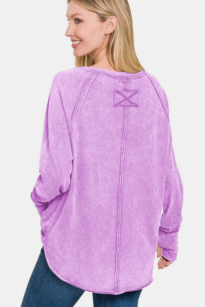 Zenana Round Neck Thumbhole Long Sleeve T-Shirt Apparel/Tops Ship from USA TikTok Tops Trendsi USPS Walmart Walmart Apparel Zenana Trendsi https://www.cyberehub.com