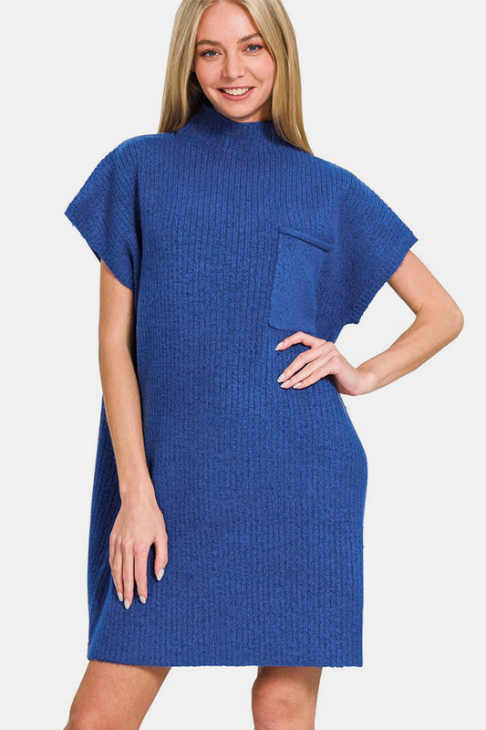 Zenana Short Sleeve Sweater Mini Dress Navy Apparel Apparel Ship from USA TikTok Trendsi Zenana Trendsi https://www.cyberehub.com