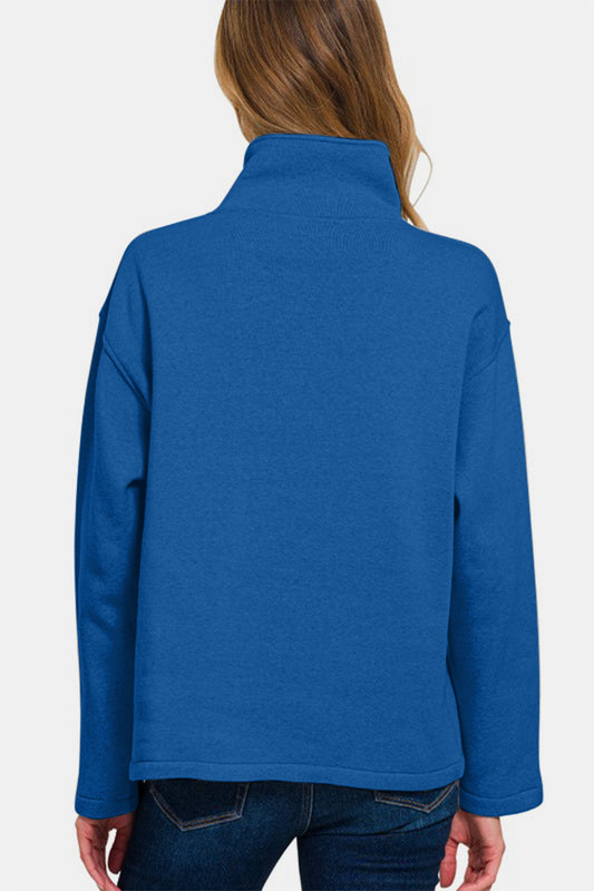 Zenana Turtleneck Half Snap Fleece Sweatshirt Apparel Apparel Ship from USA TikTok Trendsi Zenana Trendsi https://www.cyberehub.com