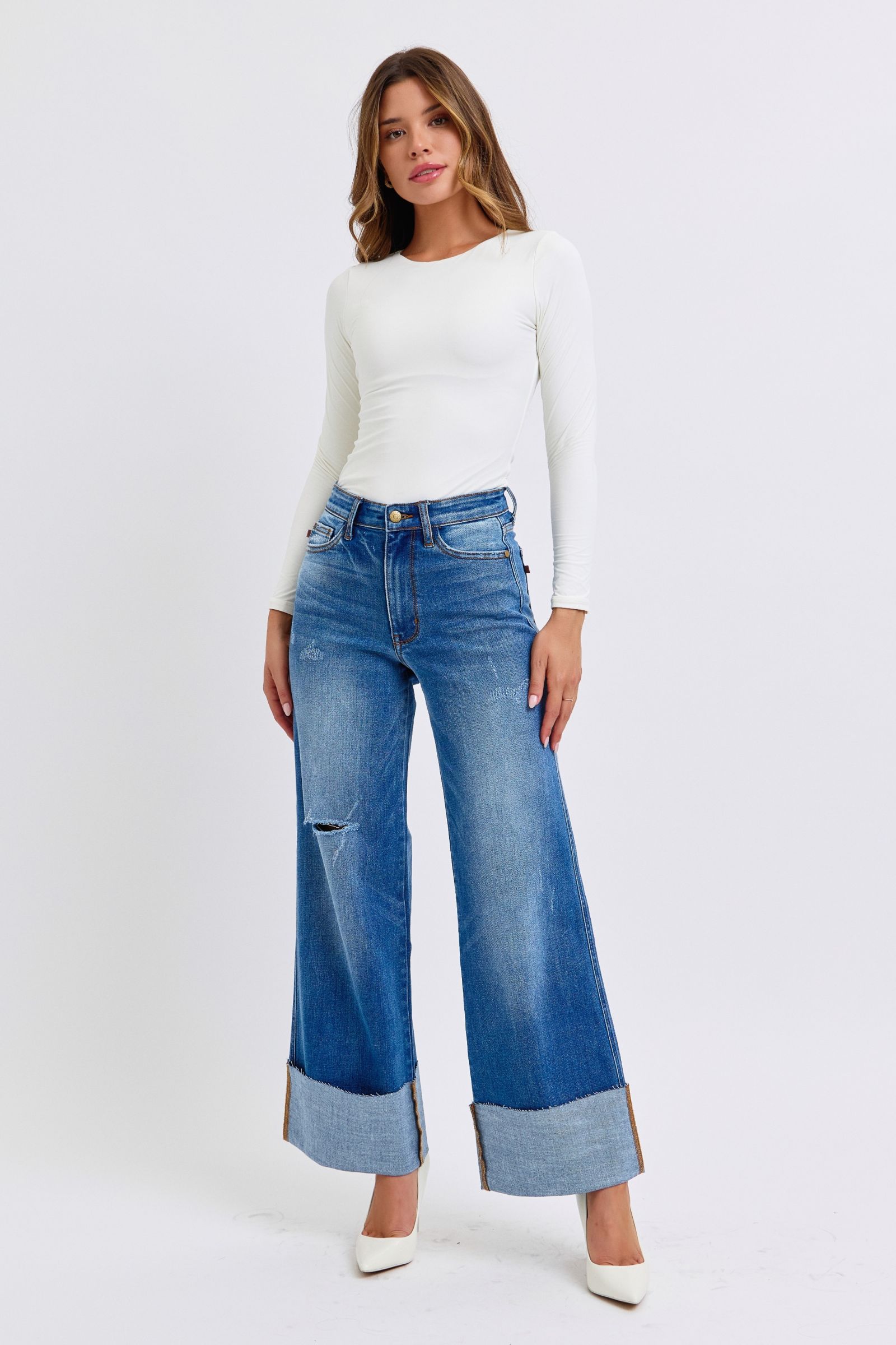 Judy Blue Full Size Distressed High Waist Wide Leg Jeans Apparel Apparel Judy Blue Ship from USA TikTok Trendsi Trendsi https://www.cyberehub.com