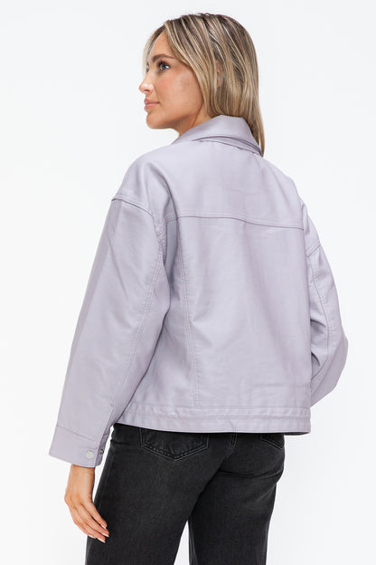 How Dare U Drawstring Hem PU Leather Zip Up Jacket Apparel Featured How Dare U Ship from USA Tiktok Trendsi USA USPS Walmart Trendsi https://www.cyberehub.com