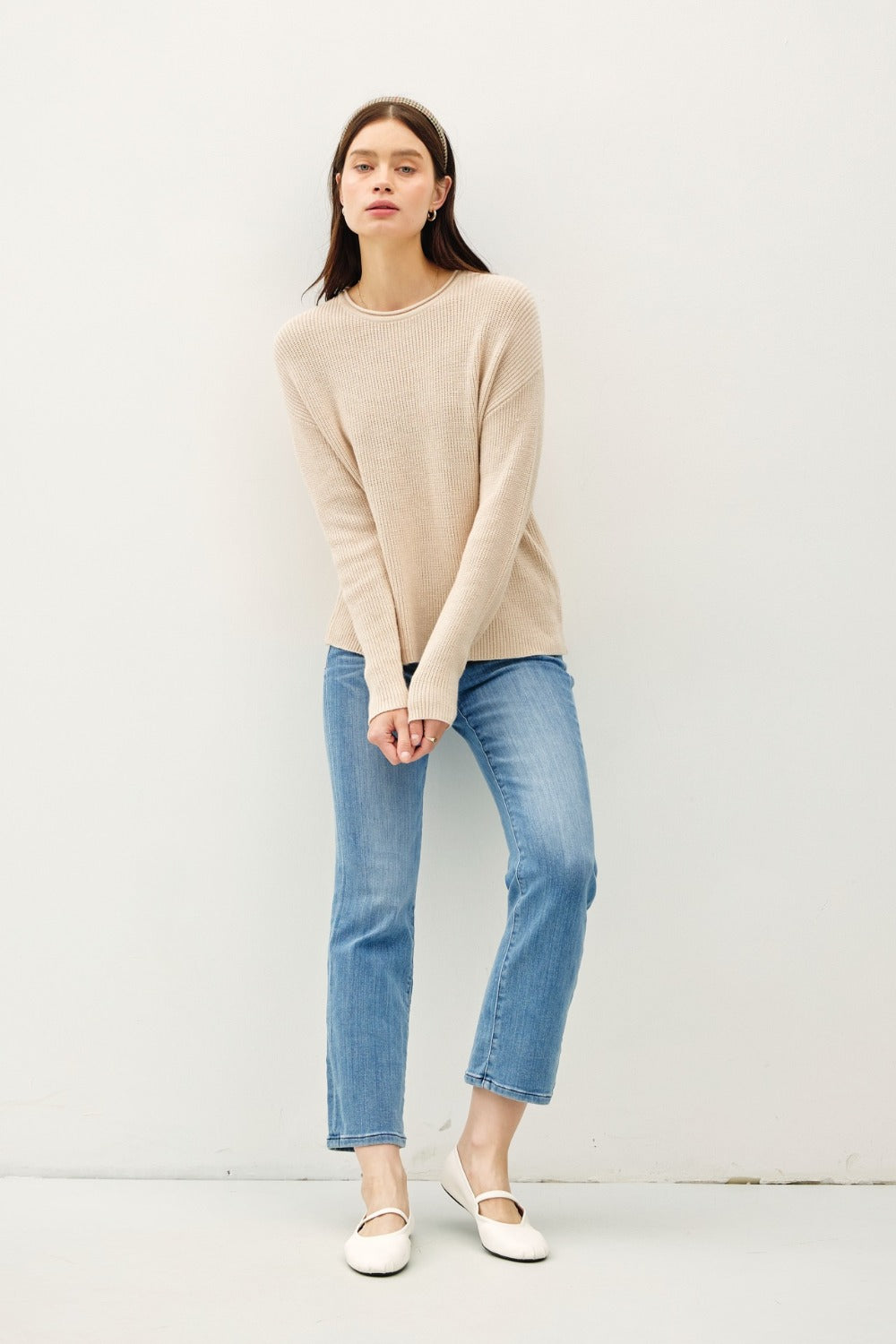 Be Cool Round Neck Long Sleeve Sweater Tops/Jackets/Sweaters BE COOL Clothing Tops Ship from USA TikTok Trendsi USPS Walmart Trendsi https://www.cyberehub.com