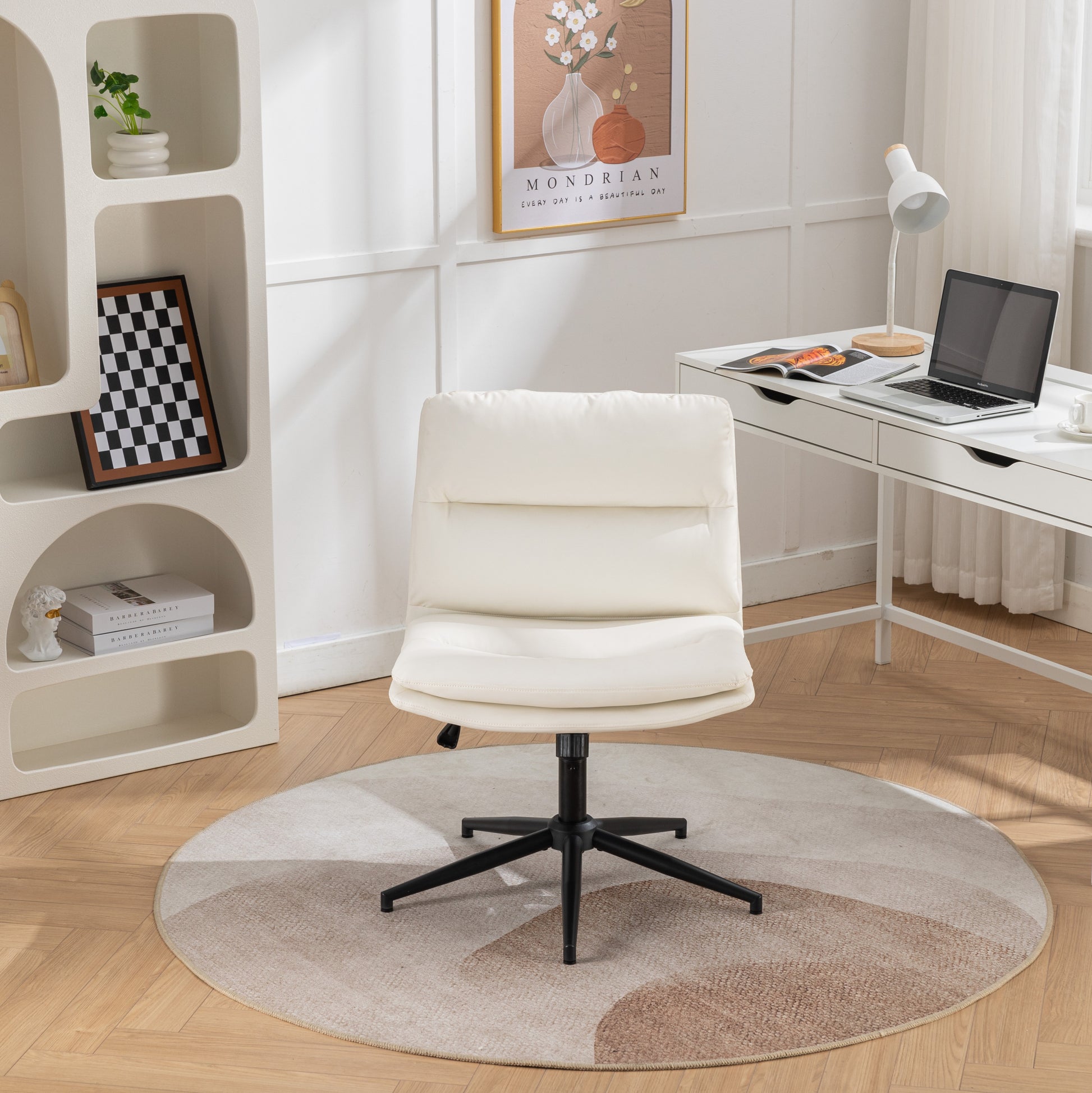 Bizerte Adjustable Swivel Criss-Cross Chair, Wide Seat/ Office Chair /Vanity Chair, White Furniture Giga GNJ Home Home & Garden Home Goods Walmart Giga https://www.cyberehub.com