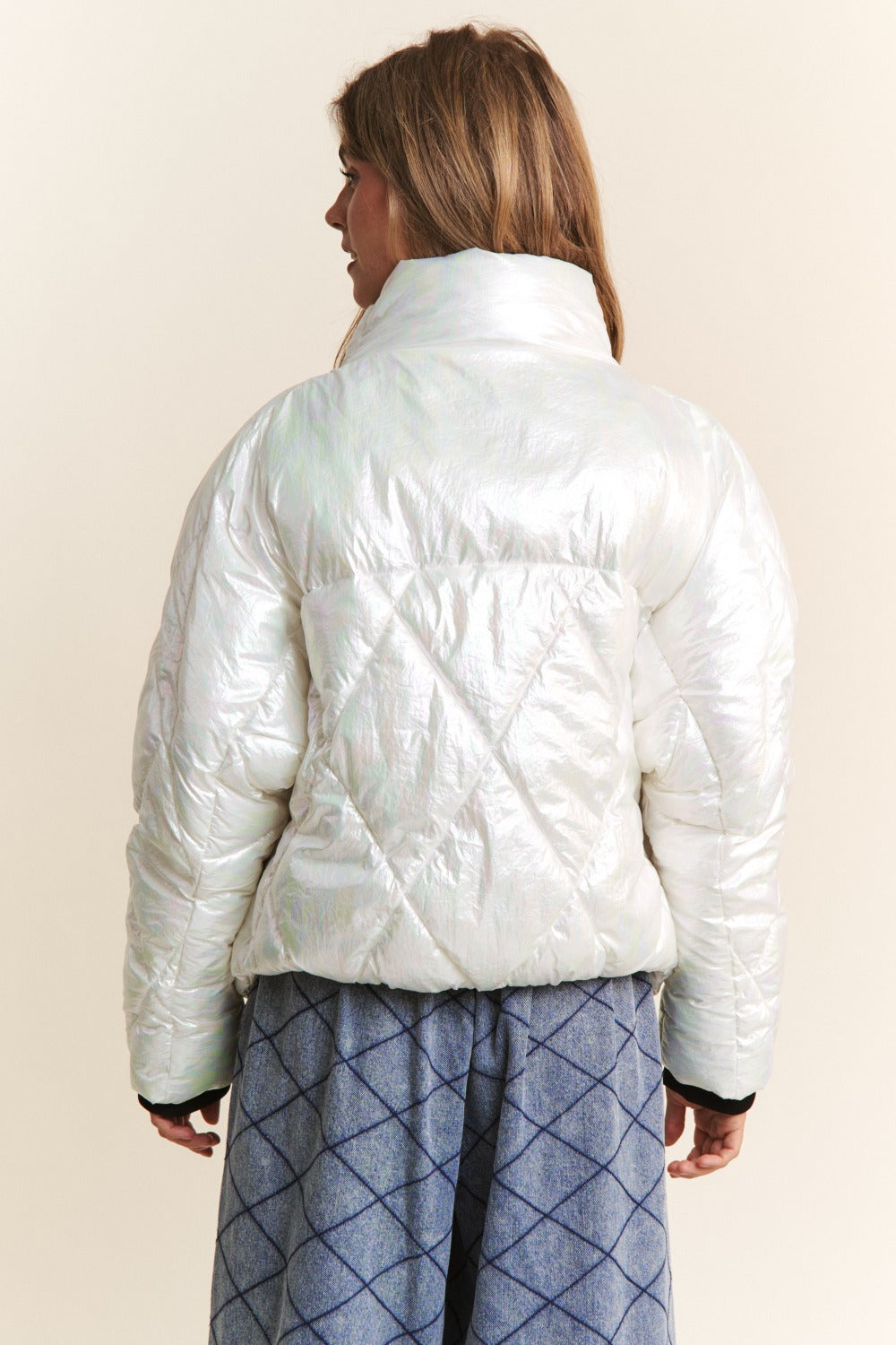 J.NNA Quilted Mock Neck Puffer Jacket Shirt Apparel Clothing Tops J.NNA Ship from USA Shirts USA Women Trendsi https://www.cyberehub.com