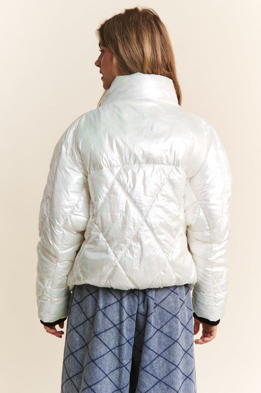 J.NNA Quilted Mock Neck Puffer Jacket Shirt Apparel Clothing Tops J.NNA Ship from USA Shirts USA Women Trendsi https://www.cyberehub.com