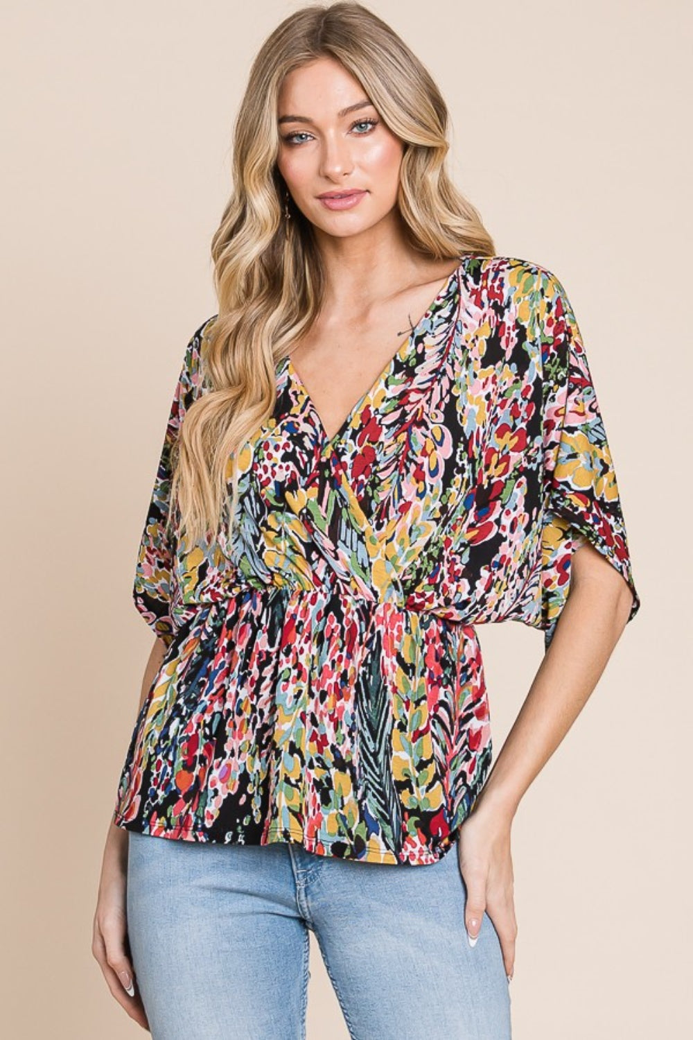 BOMBOM Printed Surplice Peplum Blouse Apparel/Tops BOMBOM Memorial Day Sale Ship from USA TikTok Tops Trendsi USPS Walmart Walmart Apparel Trendsi https://www.cyberehub.com