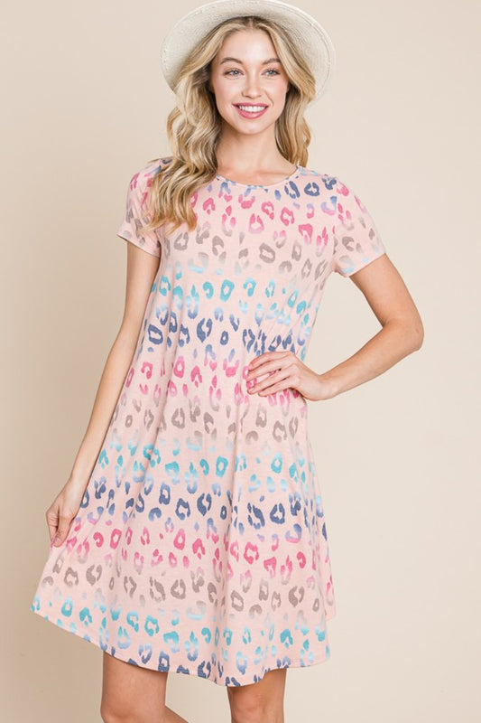 BOMBOM Leopard Round Neck Short Sleeve Dress Blush Apparel/Dress BOMBOM Dress Ship from USA TikTok Trendsi USPS Walmart Walmart Apparel Trendsi https://www.cyberehub.com