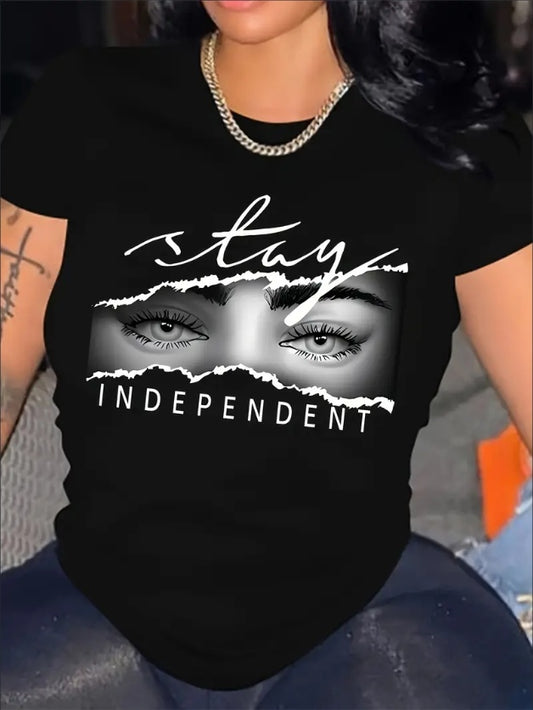 Vibrant Facial Pattern Crew Neck T-Shirt - Relaxed Fit, Short Sleeves For Warm Weather - Perfect For Spring And Summer Seasons, Womens Casual Clothing Apparel/Shirt/Graphic Shirt SNULLO https://www.cyberehub.com