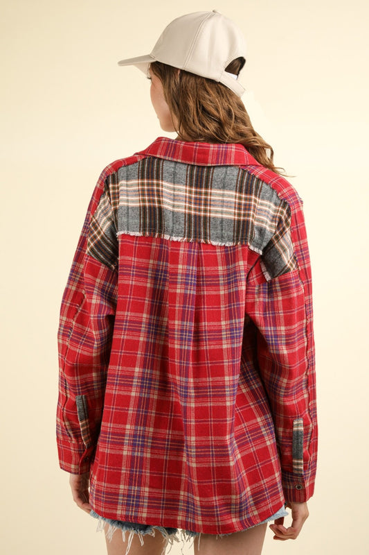 VERY J Contrast Plaid Raw Detail Shirt Tops/Jackets/Sweaters Clothing Tops Ship from USA TikTok Trendsi USPS VERY J Walmart Trendsi https://www.cyberehub.com
