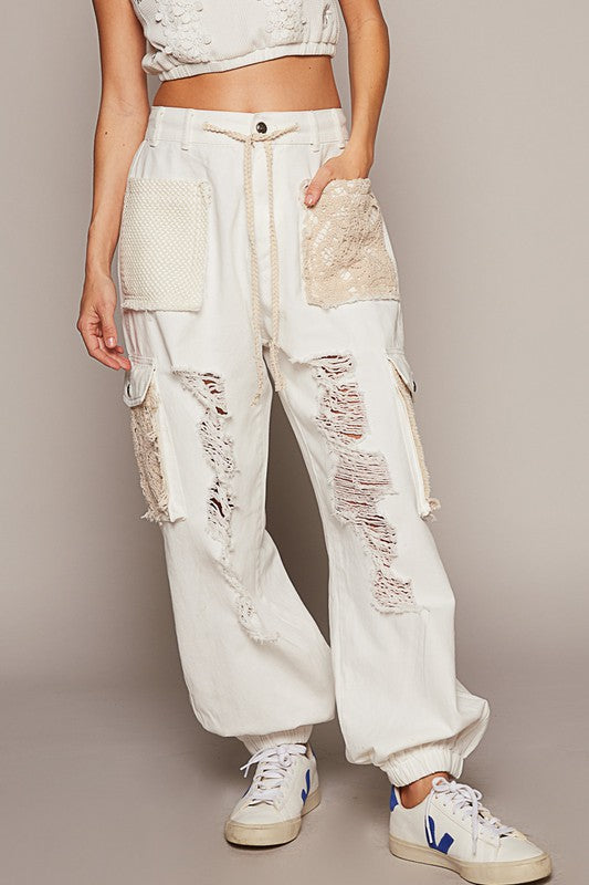 POL Crochet Patch Distressed Washed Jeans Beige Apparel Apparel POL Ship from USA TikTok Trendsi Trendsi https://www.cyberehub.com