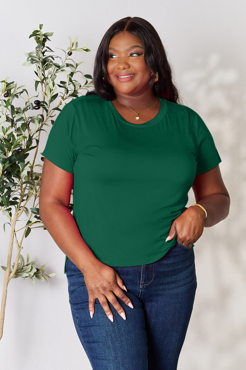 Basic Bae Full Size Round Neck Short Sleeve T-Shirt Apparel/Tops Basic Bae Ship from USA TikTok Tops Trendsi USPS Walmart Walmart Apparel Trendsi https://www.cyberehub.com