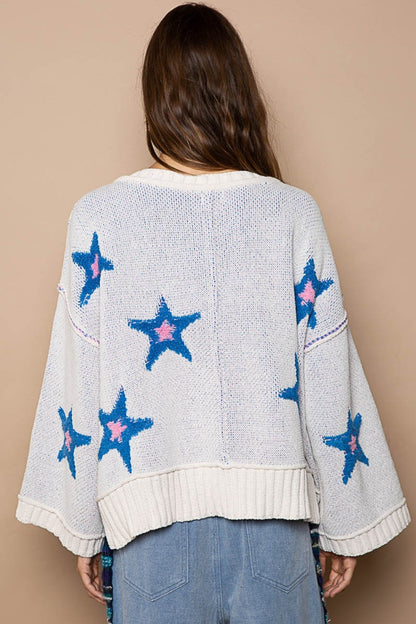 POL Long Sleeve Star Patch Sweater Shirt Apparel Clothing Tops POL Ship from USA Shirts USA Women Trendsi https://www.cyberehub.com
