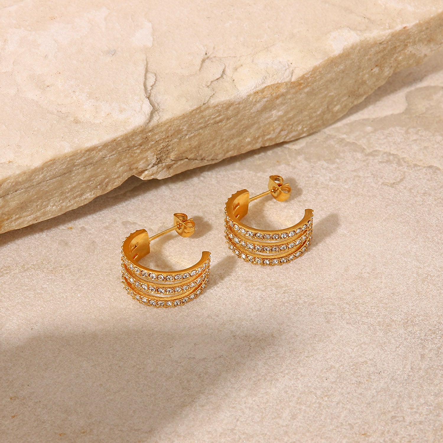 Stainless Steel Inlaid Zircon C-Hoop Earrings Jewelry Jack&Din Jewelry Ship from USA Walmart Trendsi https://www.cyberehub.com