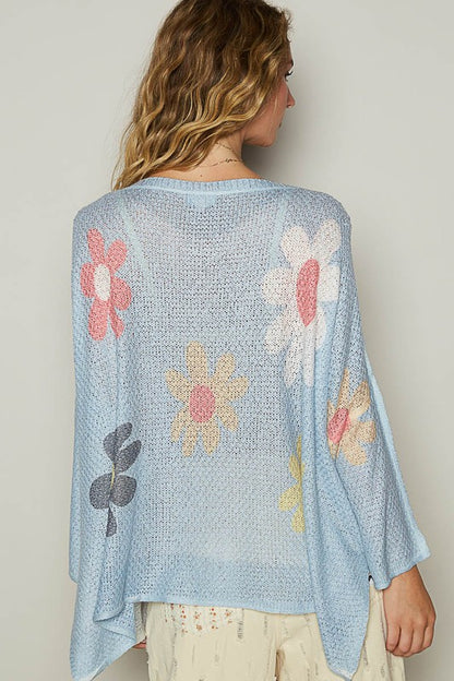POL Flower Dropped Shoulder Long Sleeve Knit Top Apparel Apparel POL Ship from USA TikTok Trendsi Trendsi https://www.cyberehub.com