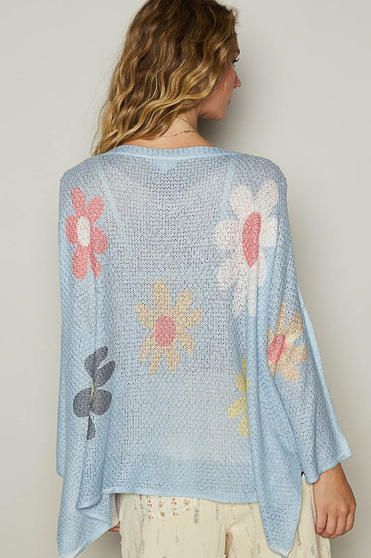POL Flower Dropped Shoulder Long Sleeve Knit Top Apparel Apparel POL Ship from USA TikTok Trendsi Trendsi https://www.cyberehub.com
